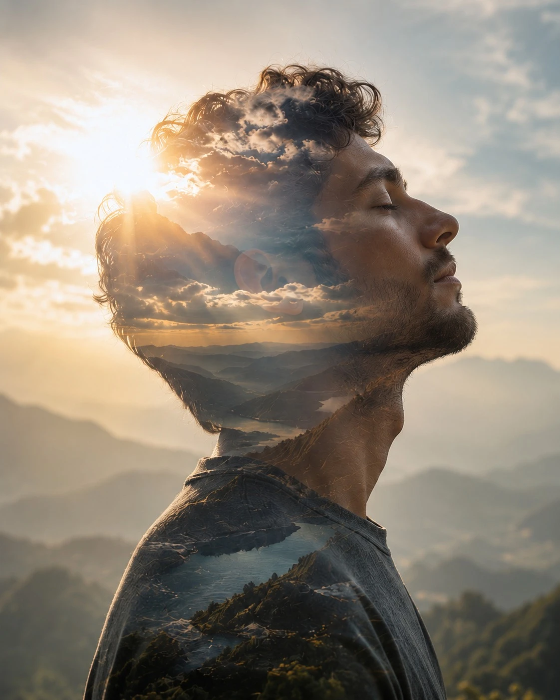 Man in harmony with nature — inner connection and grounded awareness